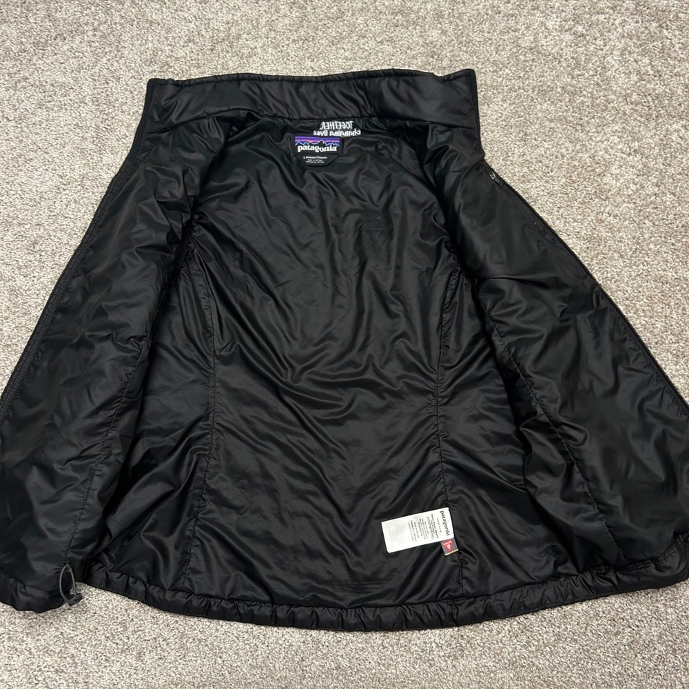 Patagonia Nano Puff Vest Women Size Large LOGO Black Quilted Primaloft Full Zip - Picture 8 of 10